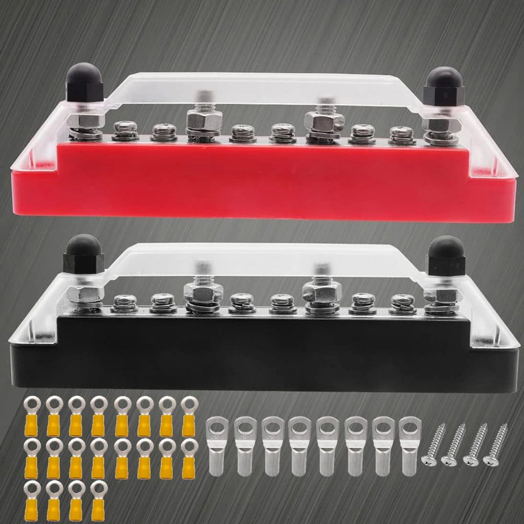 M6 12V Terminal Block Bus Bar 1/4 Inch Stud 150A Electrical Power Distribution Block Bus Bar for Truck Boat Camper RV Caravan