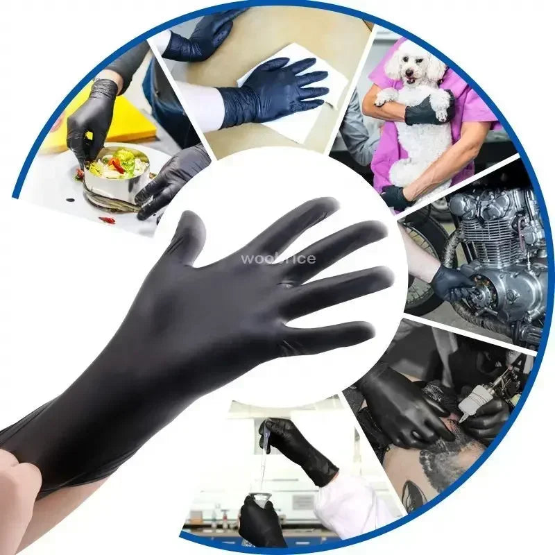 50/100/200pcs Disposable Black Nitrile Gloves, Kitchen, Tattoo, Hair Dye Gloves, Food Processing, Household Small Tools