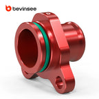 BEVINSEE Aluminum Coolant Port Flange Fitting for BMW N52 E90 E91 E92 E93 F30 F31 F34 Red/Black