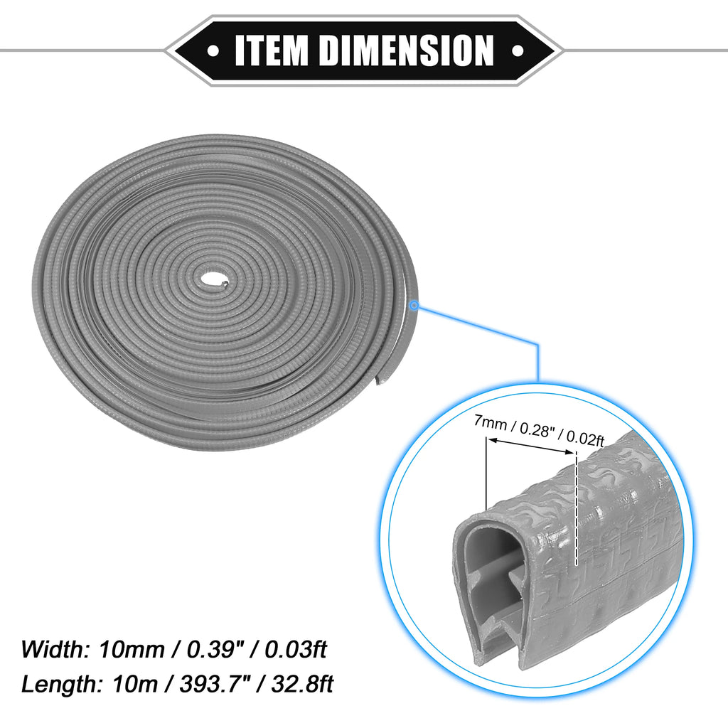 uxcell Car Door Edge Guard U-Shape Rubber Trim Seal Strip, 5m/10m Iron Black