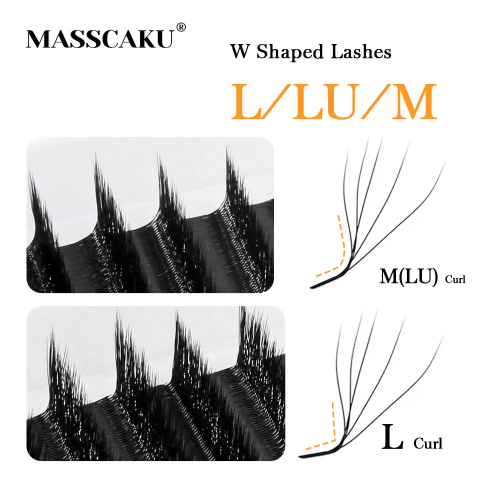 MASSCAKU L LU M Curl YY/W Shape Eyelash Extension Soft Lightweight Faux Mink Fibers 0.07mm Thickness 8–15mm Natural Volume Look