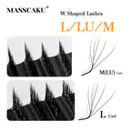 MASSCAKU L LU M Curl YY/W Shape Eyelash Extension Soft Lightweight Faux Mink Fibers 0.07mm Thickness 8–15mm Natural Volume Look
