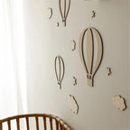 13Pcs Ins Wooden Hot Air Balloon Cloud Star Set Wall Stickers Home Decoration Background Wooden Wall Stickers Holiday Decoration Wall Crafts Cute Wooden Balloon Wall Stickers for Boys and Girls' Rooms Homestay Coffee Bar Decorative Wall Decorations