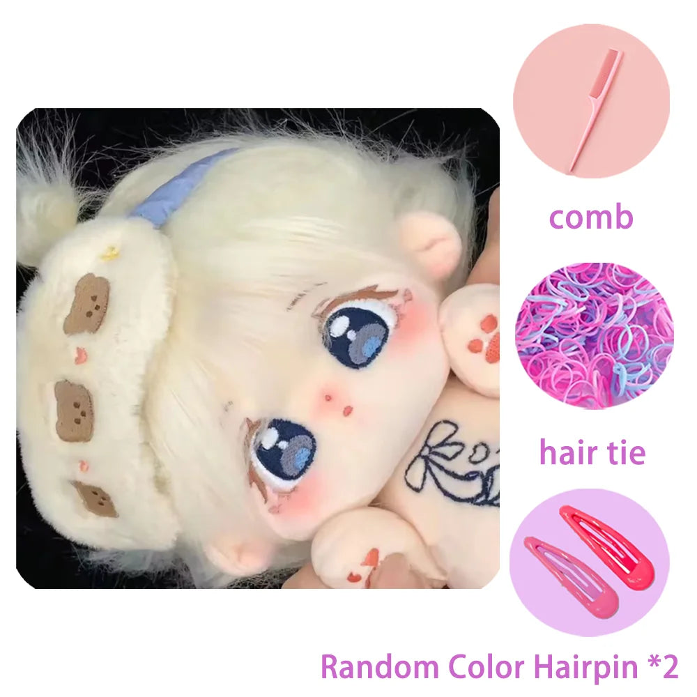20cm White Plush Doll with Big Eyes, Embroidered Stuffed Toy (Doll or Clothes Options)