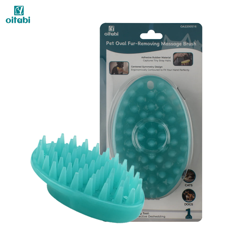 Oitabi Soft Rubber Pet Brush for Short Hair Dogs & Cats, Wet/Dry Grooming Massage, 70x110mm