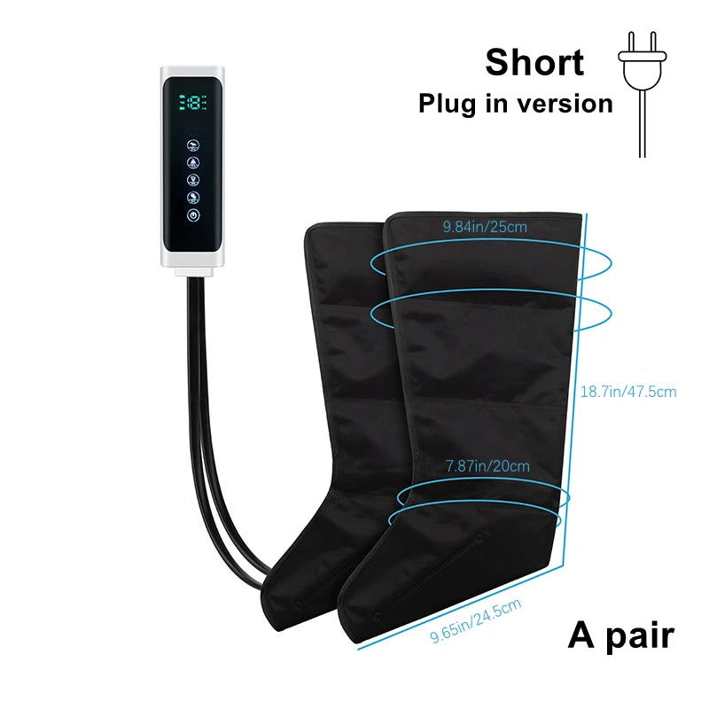 Air Compression Massage Boots Leg and Foot Massager, Long or Short, AU/EU/UK/US Plug