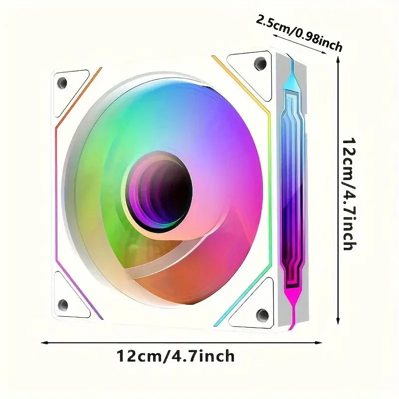 PRISM IV PRO Case Cooling Fan 120mm 5V 3 PIN ARGB, 12V 4 PIN PWM, for CPU & Case,Infinity Mirror Series,1650 RPM, 65 CFM