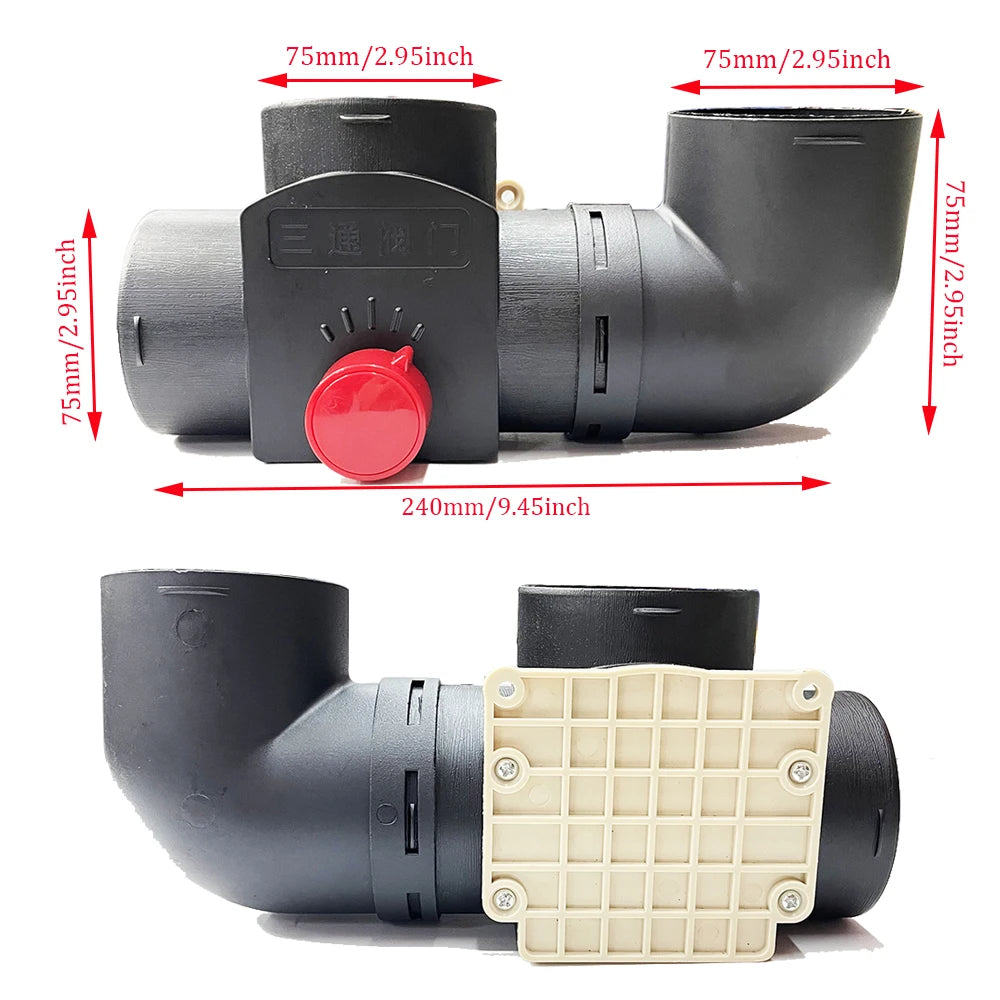 75mm Valve Flap Adjustable Air Diesel Heater Vent Ducting T Branch Splitter+L Elbow Pipe Joiner Connector for Webasto Car Camper