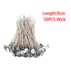 50 PCS 6-20cm Candle Wicks Smokeless Wax Pure Cotton Core for DIY Candle Making Pre-Waxed Wicks Party Supplies Home Decoration
