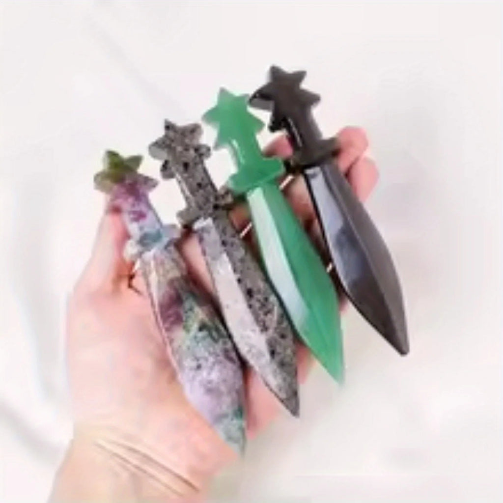 Jewelry Patterns 1pc Unique crystal Knife - Hand quartz carved knife、Crystal diy knife、Home decoration - Healing crystal gift
