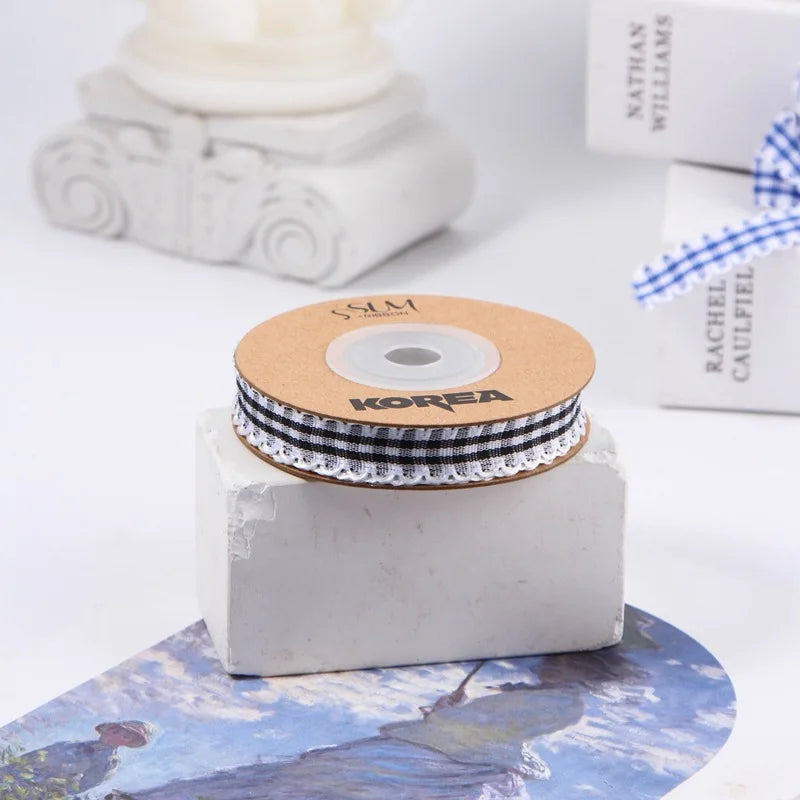 Kewgarden 10mm 25mm 38mm 1" 1.5" Plaid Ribbon DIY Hair Bows Accessories Clothing Sewing Materials Handmade Tape Crafts 10 Yards