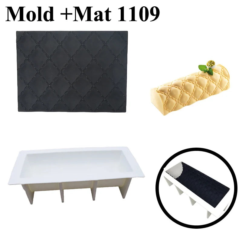 Meibum Silicone Baking Mats Set Cake Decorating Tools Veins Mat Fondant Moulds Mousse Cake Molds Dessert Bakeware Pastry Pan