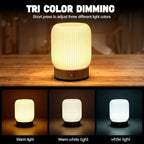 Touch Light Cordless Desk Lamp Battery Powered LED Bedside Lamp Rechargeable Night Light Wood Grain Base