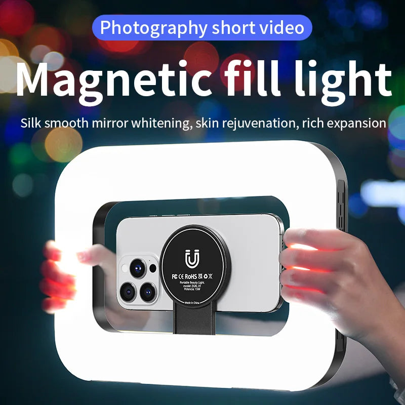Handheld Portable Magnetic  LED Beauty Ring Fill Light Rechargeable for Phone Live Streaming Photographic Lighting Selfie Lights
