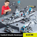 1560pcs 6 IN 1 Military Navy Ship Sets Building Blocks War Army Boat Plane Model Toys for Boys Bricks Toys Christmas Gifts