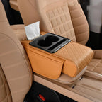 Car Armrest Box Multifunctional Thicken Height Pad Arm Rest Cushion with Pocket Tissue Cup Holder PU Elbow Support Height Pad