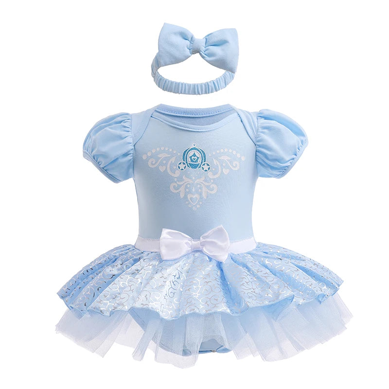 Infant Baby Girl Jumpsuit Dress Little Girl Princess Romper Dress With Headbands Kids Clothes Size 70-80-90-100