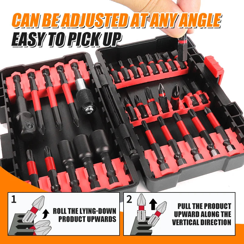 31pcs Electric Screwdriver Bit Set Durable Alloy Oil-Rubbed Finish Waterproof Includes Phillips Hexagon Torx Sockets With Case