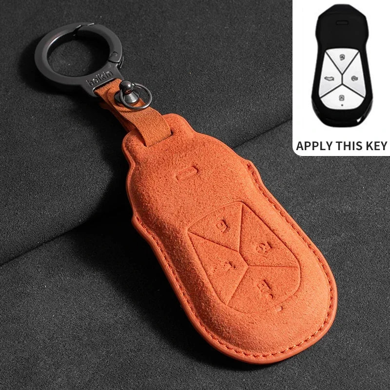 Suede Leather Car Key Case for Xiangpeng Xpeng P5 P7 G3 G6 G9  X2 N5 F30 H93 X9 2019 2020 2021 2022 2023 Remote Fob Shell Case