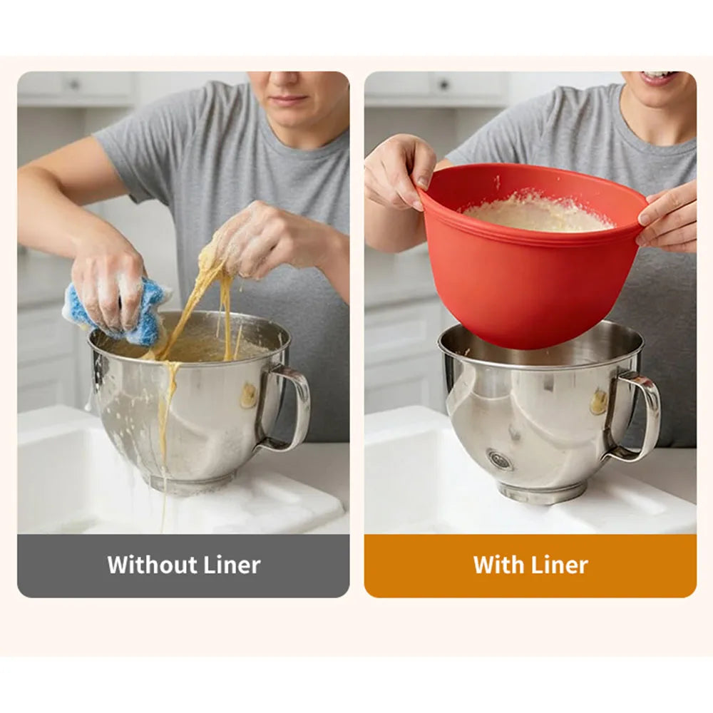 Silicone Bowl With Lids for Kitchen Aid Tilt-Head 5 Qt Mixer Heat Resistant Non Slip Reusable Mixer Attachment Baking Accessory