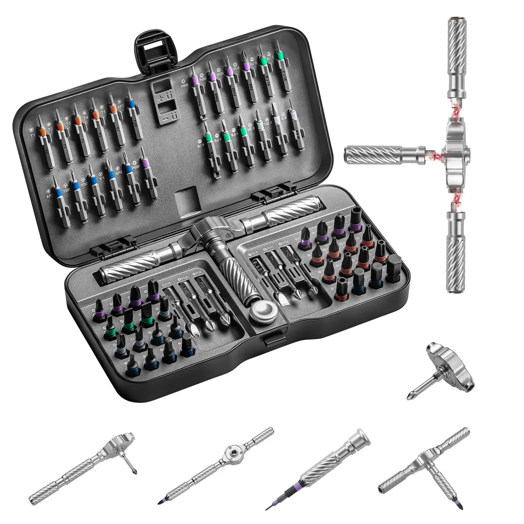 VMAN 24/66/100in1 Multi-Purpose Ratchet Screwdriver Set 24 in 1 S2 Steel Magnetic Screwdriver Bits Repair Phone Tools Men Gift