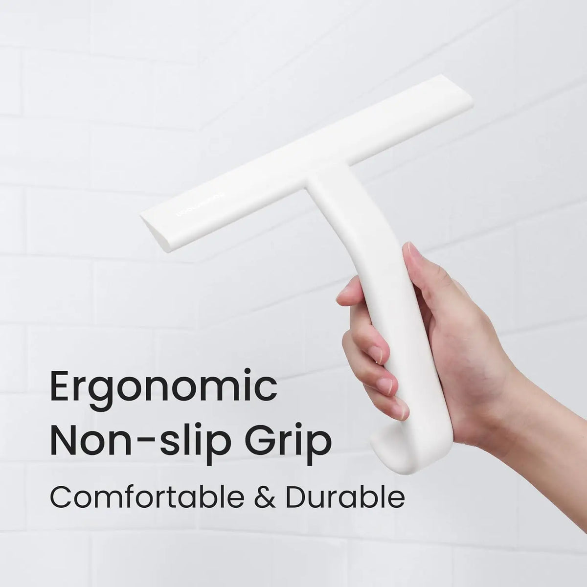 10"Just Hang Shower Squeegee for Glass Doors, All-One-Piece Silicone with Built-in Hook Design for Easy Hanging and Cleaning