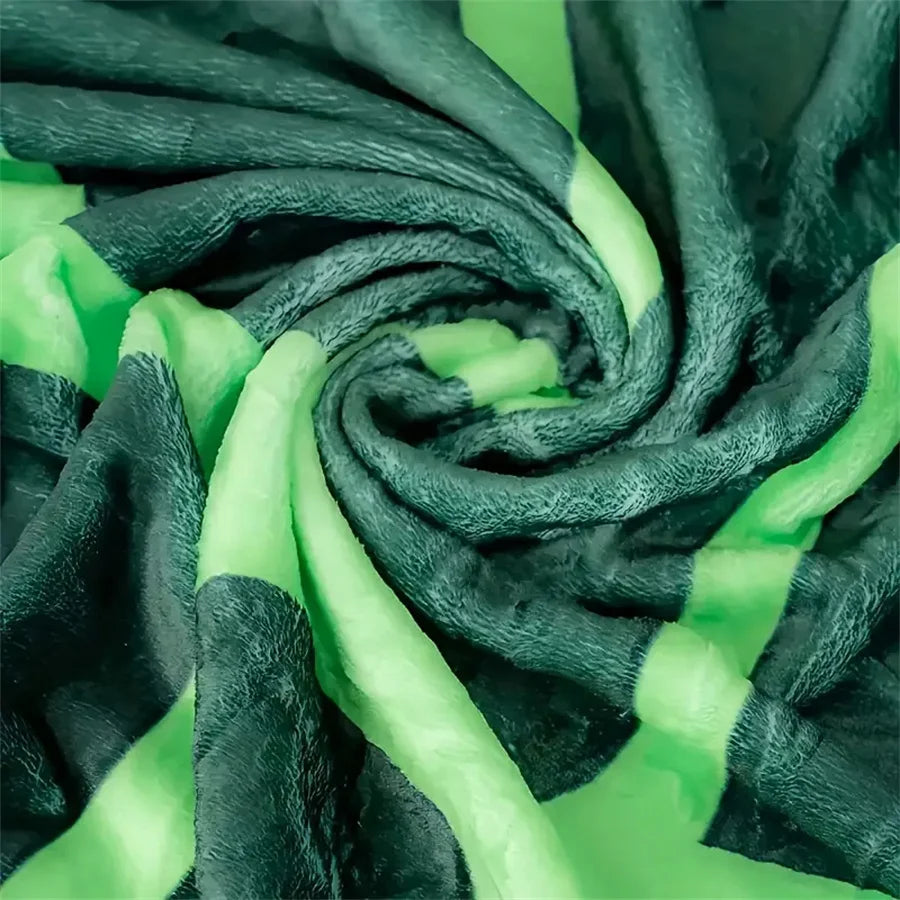 Leaf Pattern Flannel Throw Blanket Green, 115x150cm 150x200cm 180x210cm