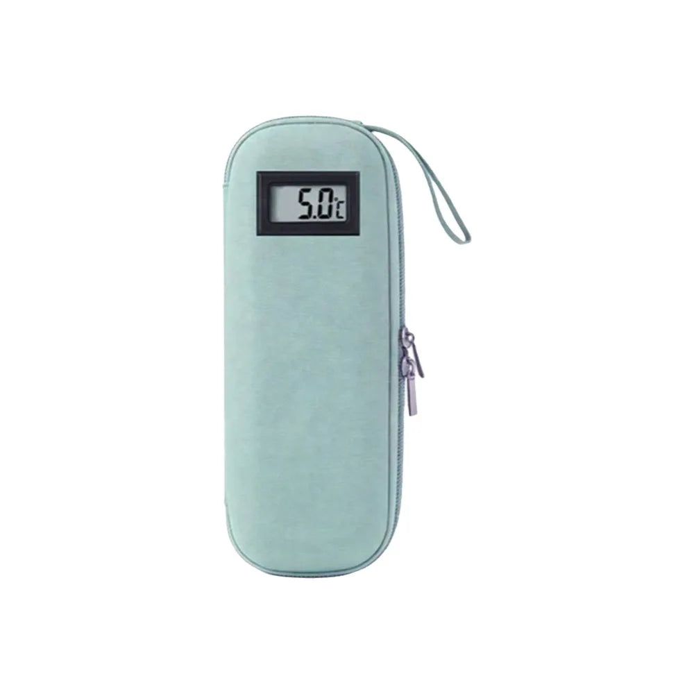 Insulin cooler bag waterproof oxford cloth with thermometer display, insulin vial case - Black