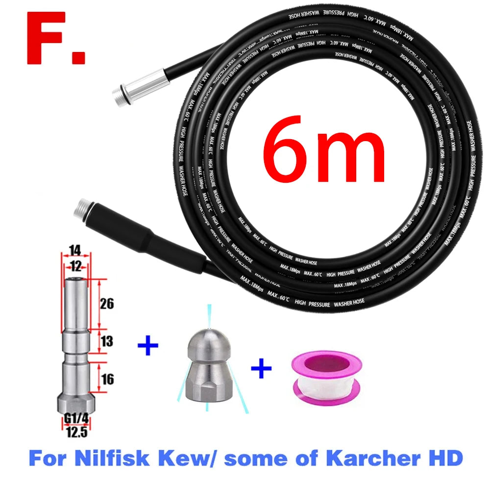6M Sewer Drain Water Cleaning Hose Pipe Cleaner for Karcher Huter Hammer Nilfisk STIHL Bosch Lavor High Pressure Washer