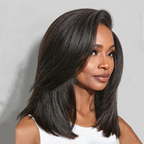 Yaki Straight Human Hair Lace Front Wig 13x4 HD Lace Pre Cut Pre Plucked 200% Density