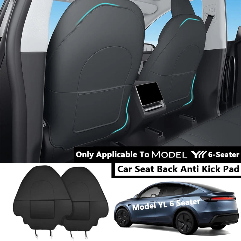 Car Seat Back Kick Protector Pad for Tesla Model YL 6-Seater Leather Anti-Scratch Cover