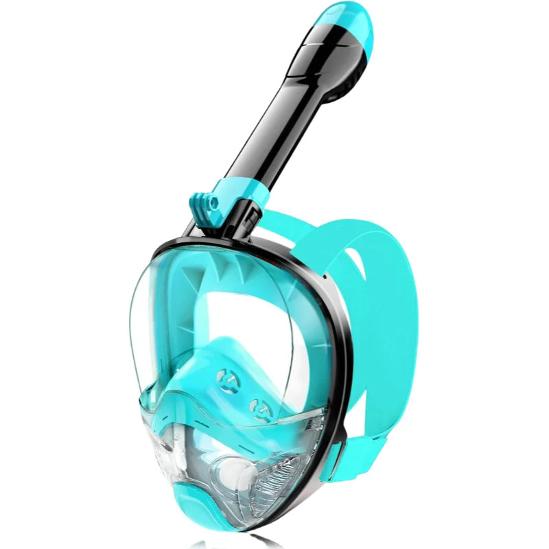 Full Face Snorkel Mask for Adults & Teens, 180° Panoramic View Snorkeling Gear with Removable Camera Mount, Anti-Fog Leak-Proof