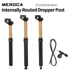 MEROCA Wire-Controlled Dropper Seatpost 405mm, 27.2/30.9/31.6mm, Black Gold Aluminum