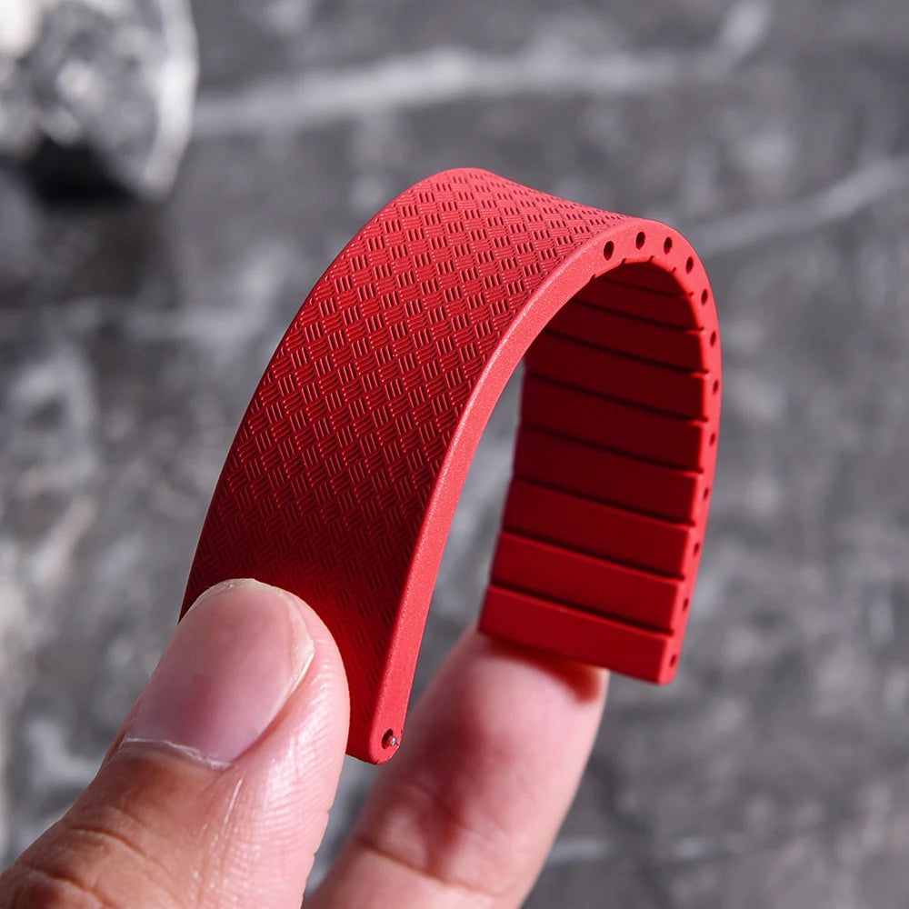 New Design CTS Fluororubber Watch Strap 18mm 19mm 20mm 22mm Quick Release Original Buckle Watch Bands FKM Strap For Cut To Size