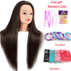 Mannequin Head 100% Synthetic Hair Hairdresser Training Head With Tripod Manikin Cosmetology Doll Head For Braiding Styling