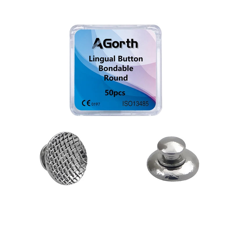 50Pcs/Box Dental Orthodontic Lingual Buttons Metal Bondable Monoblock Mesh Hole Base Composite Buttons Dentistry Accessories