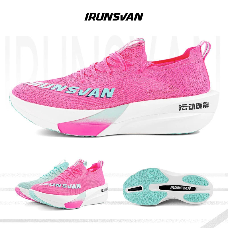 IRUNSVAN Carbon Plate Running Shoes, Breathable Mesh Anti-Slip Trainers, Men's/Women's