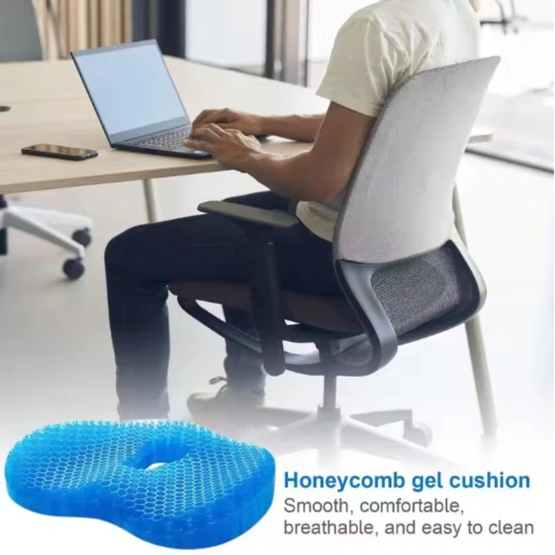 U-Shaped Gel Seat Cushion for Long Sitting, Ergonomic Chair Cushion, Blue