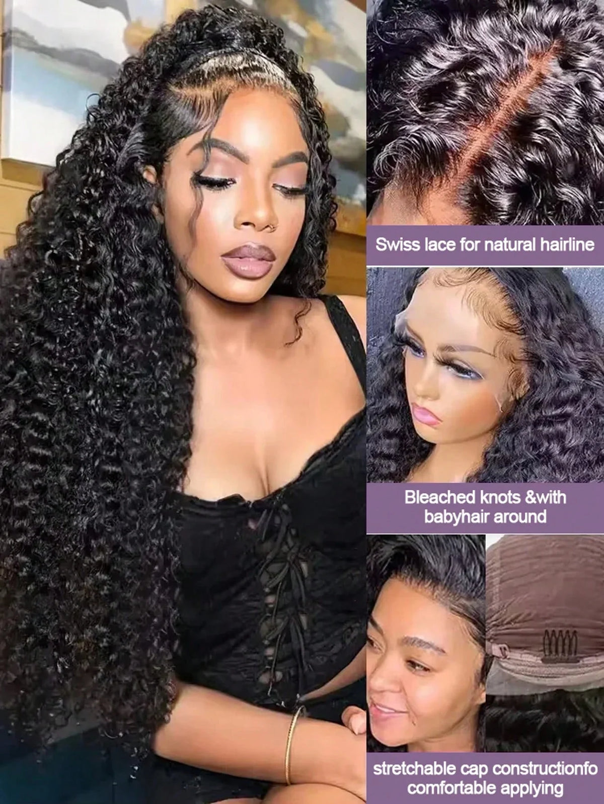 40 46 Inch 13x4 13x6 Full Frontal HD Transparent Lace Long Deep Wave Brazilian Remy Human Hair Pre plucked Wigs 200 Density