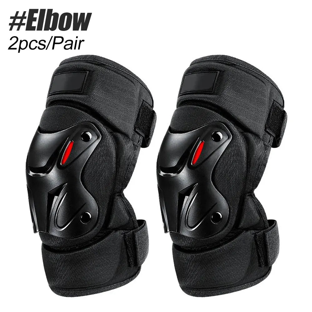 Motorcycle Knee and Elbow Pads Set, Shock Absorbing Warm Protective Guards, 1 Pair
