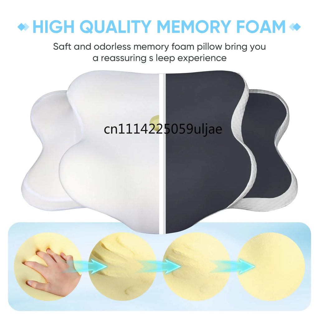 Adjustable Cervical Memory Foam Pillow for Neck Pain Relief, Ice Silk Pillowcase, Back/Side