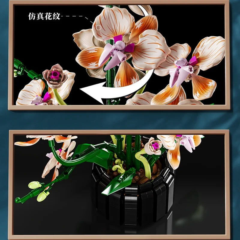 Eternal Flower Orchid Building Block Potted Plant Model, Home Decor Item, Gift for Girls for DIY Creativity, DIY Gift, Birthday/
