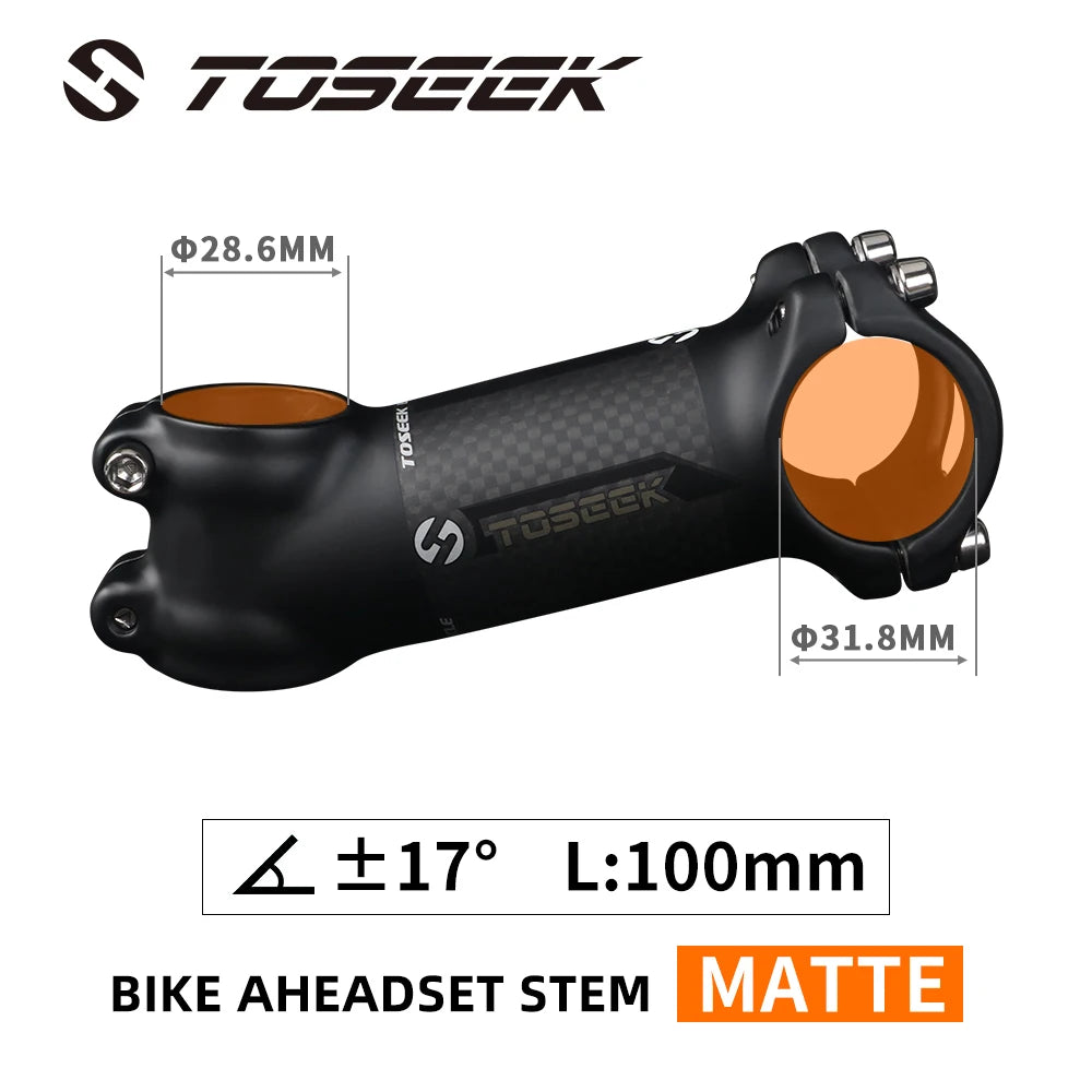 TOSEEK Bicycle Handlebar Stem 28.6-31.8mm Aluminum + Carbon Stem Angle6 17 Mtb Handlebar Stem MTB Stem Spare Parts For Bicycle