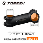 TOSEEK Bicycle Handlebar Stem 28.6-31.8mm Aluminum + Carbon Stem Angle6 17 Mtb Handlebar Stem MTB Stem Spare Parts For Bicycle