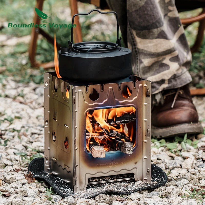 Boundless Voyage Titanium Camping Stove Portable Wood Burning Stove Multi-Fuels Stove for Outdoor Backpacking Hiking BBQ