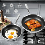 Stainless Steel Frying Pan with Lid Honeycomb Non Stick Frying Pan Non Toxic Skillet Egg Omelete Pans Kitchen Cookware JT561