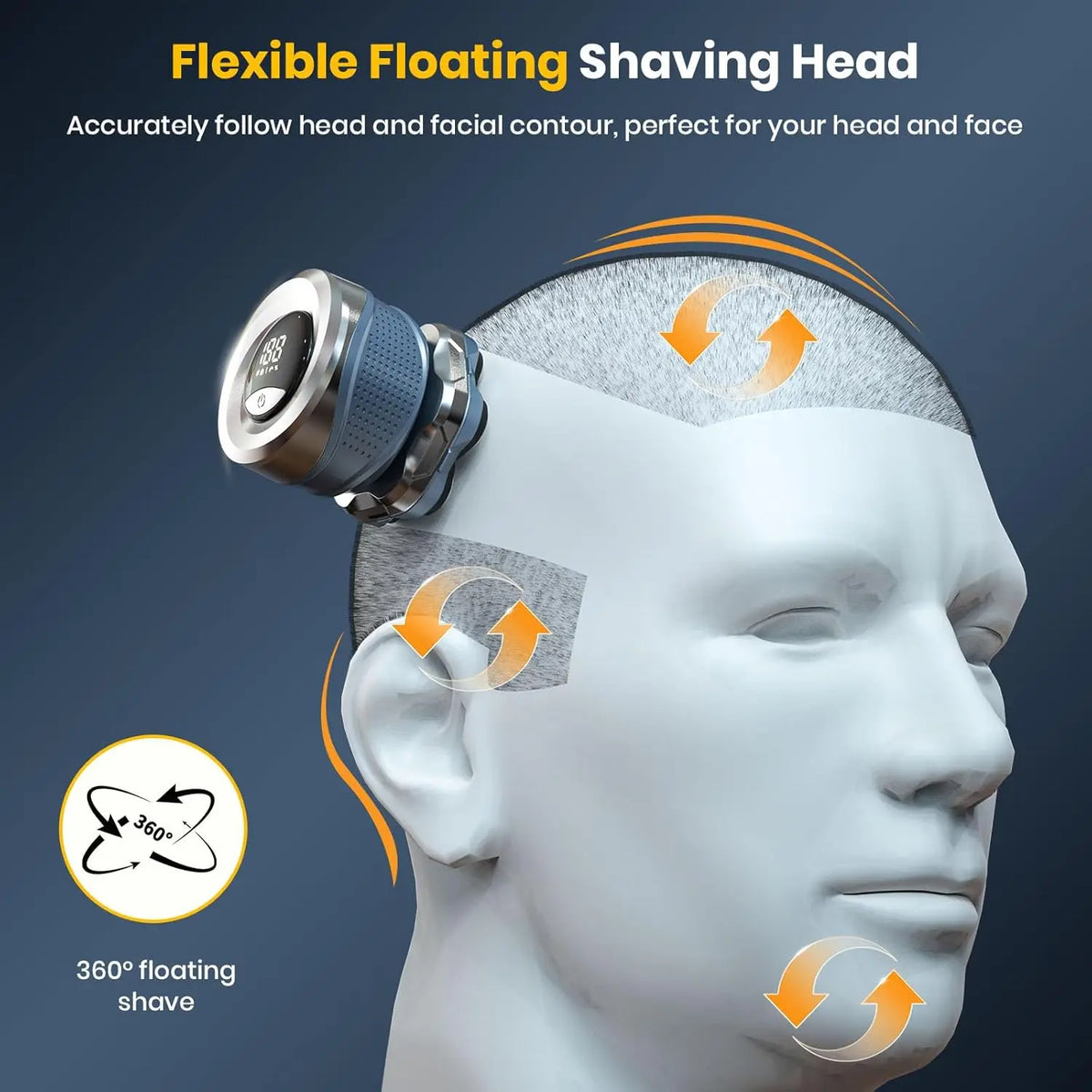 7D Head Shaver Magnetic Head Shavers for Bald Men IPX7 Waterproof Floating Cutter Wet/Dry Electric Razor