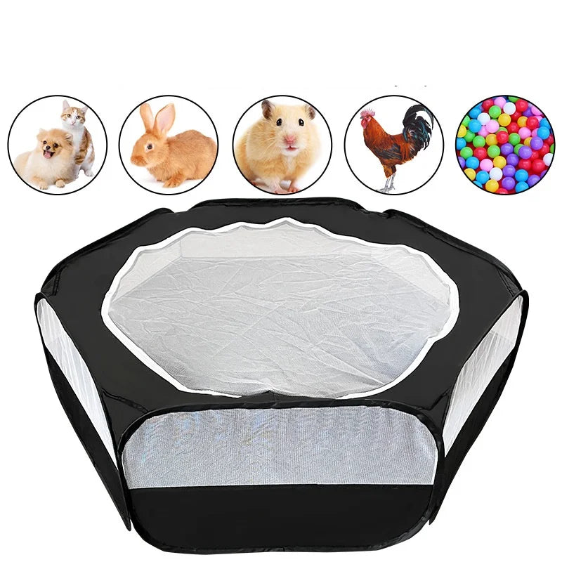Portable Small Pet Cage Transparent Hedgehog Cage Tent Pet Playpen Open Folding Yard Fence For Dog Hamster Rabbit Guinea Pig