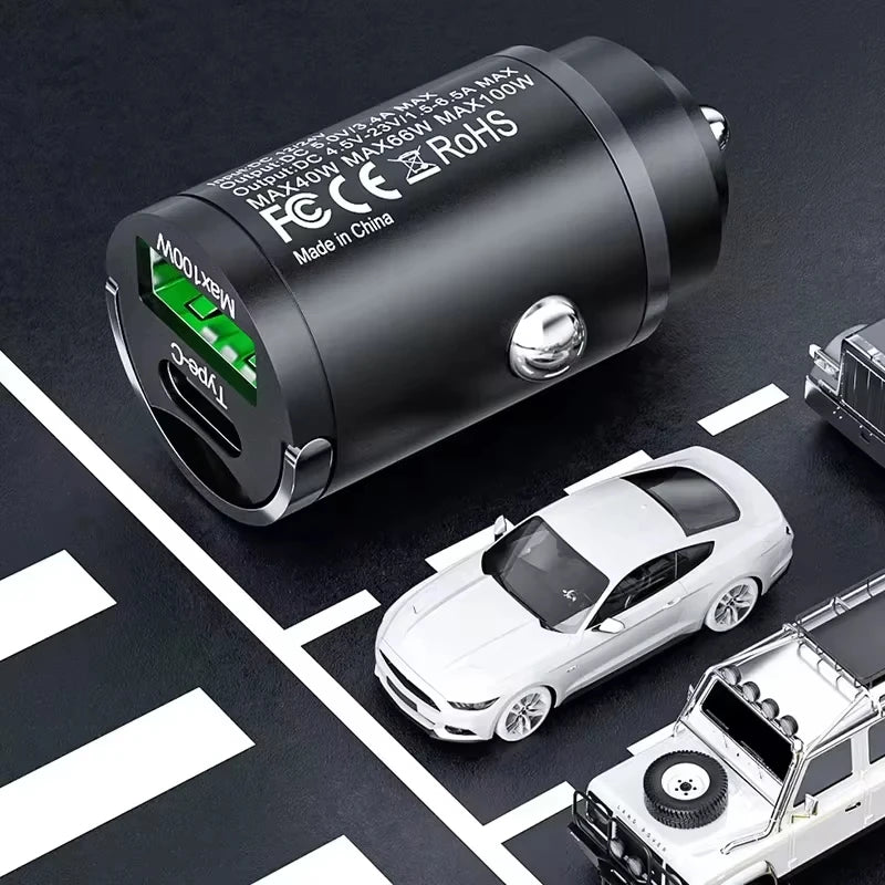 100W Car Charger USB Fast Charging For IPhone QC3.0 Mini PD USB Type C Charger Car Phone Charger For Samsung XiaoMi