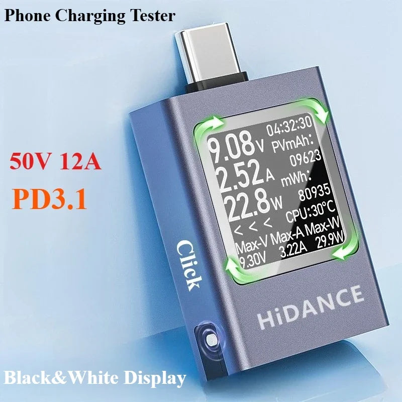 13-in-1 DC power meter tester 4.5-50V 0-12A Type-C PD3.1 digital display (Style)
